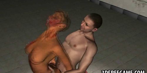 Sexy 3D cartoon zombie babe getting fucked hard