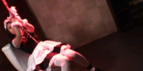 FORBIDDEN EAST - Asian babe in maids outfit gets teased by 4 guys