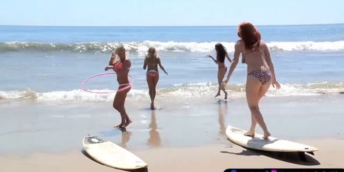 Teen surfer sluts in bikini fucked by horny life guard (Tiffany Star, Vallerie White, Alex Tanner, Xandra Sixx)