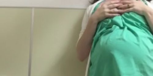 Pregnant Receptionist is too Horny, Sneaks into Bathroom to Finger herself