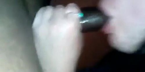 Brunette God deepthroat black cock