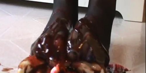 Banana Split Sundae_ crush in nylons (barefoot treat included)