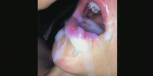 Massive slo mo mouth cumshot