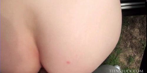 Car driver pulls over for a nasty fuck in POV