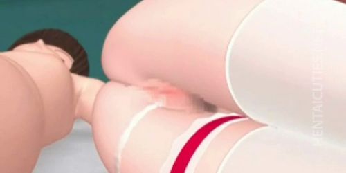 Stockinged 3D hentai maid suck cock