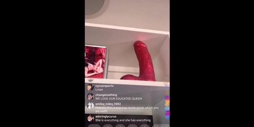 Miley Cyrus shows her dildo live on Instagram