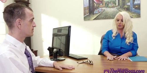 Busty Office Blonde Blows Her Employee