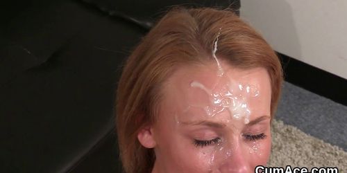 Randy doll gets sperm shot on her face swallowing all the cream