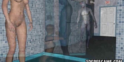 3D babe sucks cock and gets fucked hard by a zombie - video 2