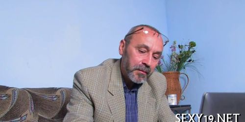 Old tutor gets cock loving action - video 12