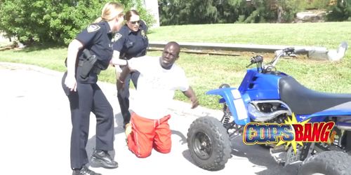 Black dude pounding two hot cops