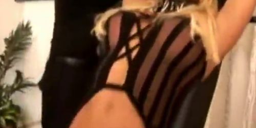 Tight blonde with huge clit played