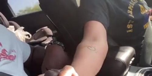 Handjob on a roadtrip