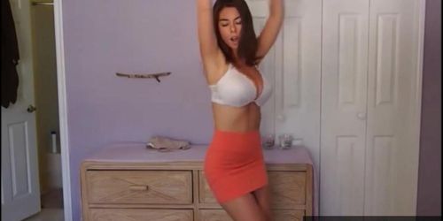 Girl With A Slim Waste Strip Teases For Her Fans - Katee Owen