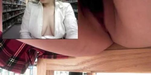 Teen girl masterbaiting in library 