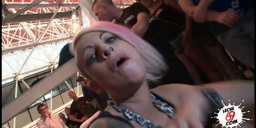 LECHE69 - Pink Hair babe fucked in Public