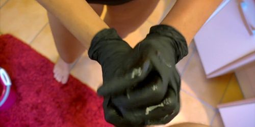 My Wife Caught me Watching Porn & Punished me with a Rough Latex Handjob