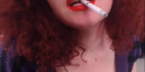 Hot Smoking Redhead On Cam