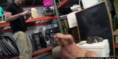 Horny pawnshop personnel and their hot athlete customer gets fucked straight in the ass