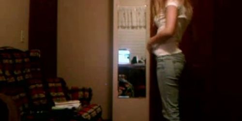 stripping in her room - video 2 (amateur )