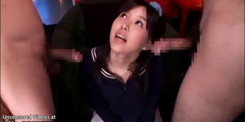 Japanese 18yo schoolgirl got a double cumshot