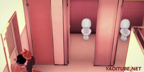 Yaoi 3D - NekoBoy is Fucked by FoxBoy in a Toilet and cums inside (Kim Triple X)