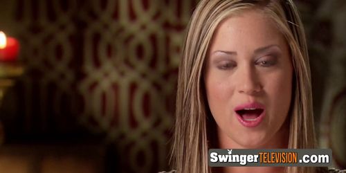 Gorgeous couple joins other swingers in the tennis courts