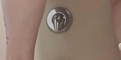 Fingering my ass and pissing in hotel bathroom