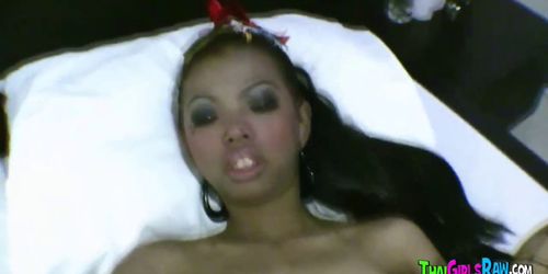Cute Thai chick gets her tight pussy banged by a white guy