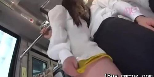 young lady sucking in train