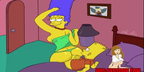 Cartoon Porn Simpsons porn Bart and Lisa have fun with mother Marge -  Tnaflix.com