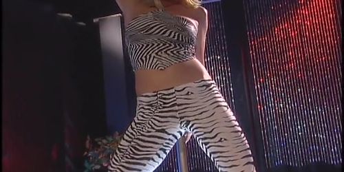 Hot blonde Missy Monroe dances on pole in strip club