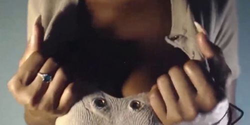 Stunning Curly ebony with natural big busty and long nails.mp4