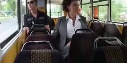 Giant tits milking on the bus