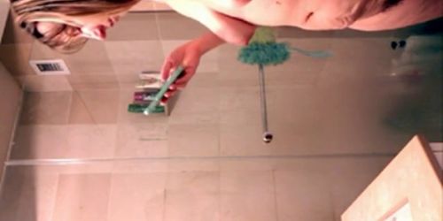 Shower Girl Horny Fondles Nipples  Masturbate Fail in Shower