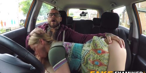 FAKE EXAMINER - Cock craving British minx screwed during driving class