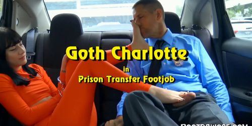 Goth Prisoner Foot Worship in Cop Car