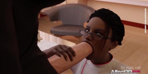 Ebony Nurse helping her futanari patient in a cool 3d animation