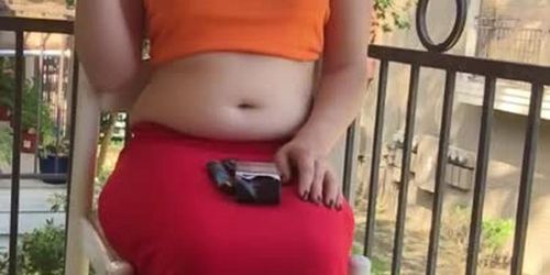 Sexy Chubby Goddess D Cosplays Velma and Smokes Cigarette in Tight T-Shirt