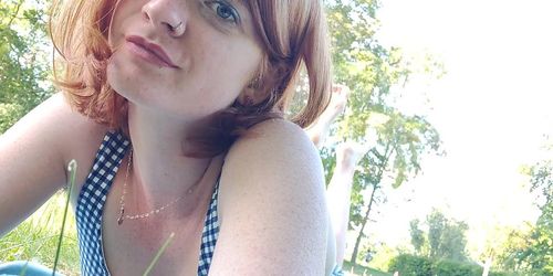 Super Hot French Redhead Domina with Gorgeous Feet enjoys the sun