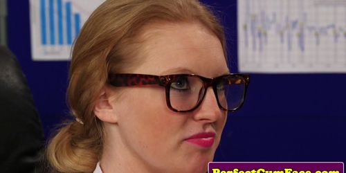 CUMPERFECTION - Redhead secretary blows the boss (Bonnie White)