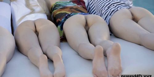 5 hot teens await dicks by the pool