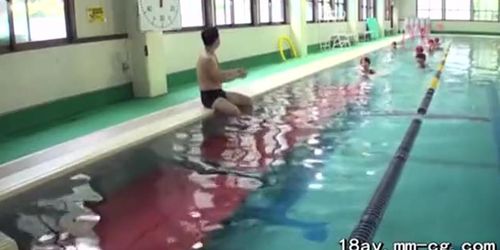 teen girl sukcing in pool