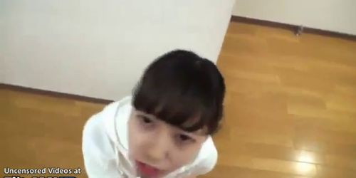 Japanese sexy teen POV blowjob at home