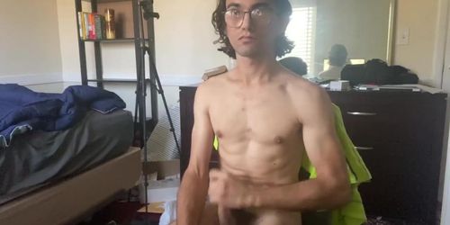 Guy with cerebral palsy trying to jerk off to porn 