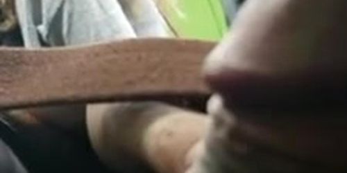 cum next to girl on bus