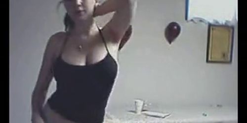 Busty girl flashing tits on cam