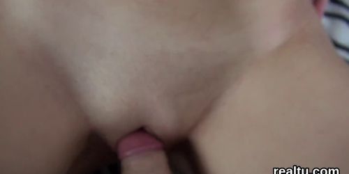 Striking czech teen gets tempted in the supermarket and fucked in pov