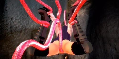 Saeko Busujima gets fucked by tentacles