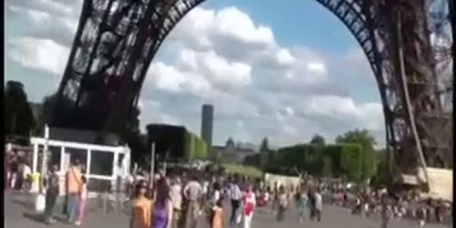 Eiffel Tower risky public threesome sex